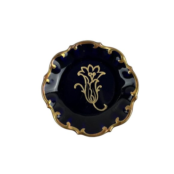 2 Vintage Stadtilm Cobalt Blue Round Shape Decorative Trinket Candy Dishes - Picture 9 of 13